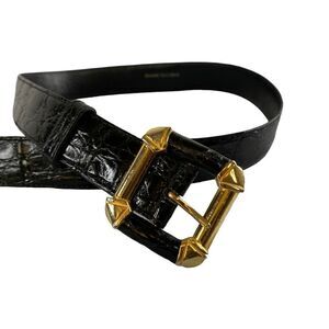 OGGI Size Women's size Small Black Genuine Crocodile Leather Vintage Belt